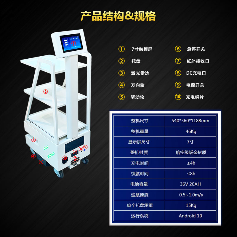 机器人服务员快速充电操作简便智能机器人
