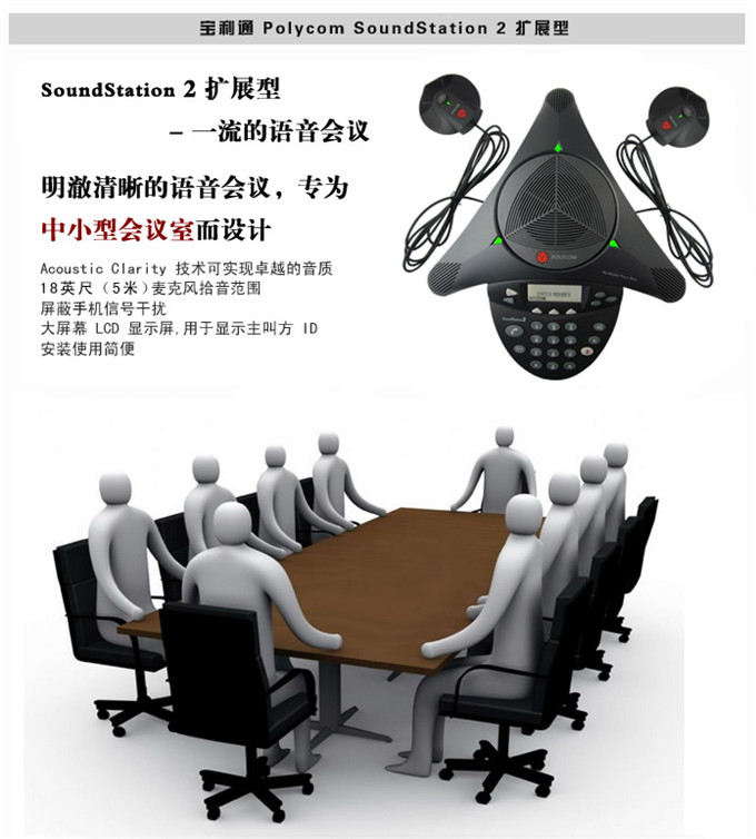 寶利通SoundStation 2W擴展型無(wú)線(xiàn)大型會(huì )場(chǎng)會(huì )議電話(huà)圖片_3