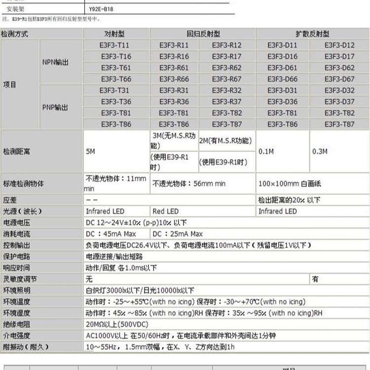 欧姆龙E3ZM不锈钢外壳小型光电传感器