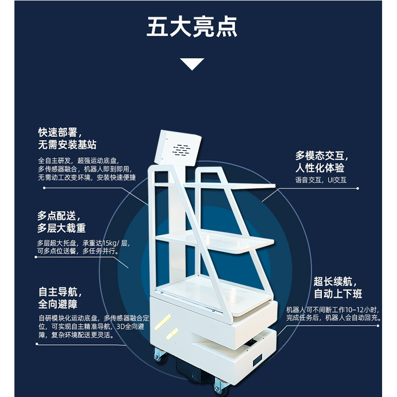 上菜机器人快速充电操作简便智能机器人