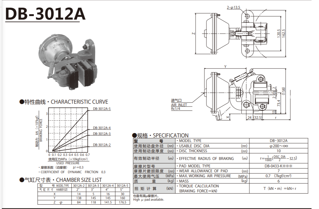 日本三阳SUNTES机械式盘式制动器DB-4154EFT进口