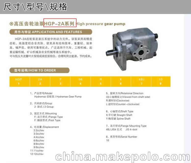 巨丰液压高压齿轮油泵HGP-2A 厂家直销 正品