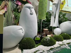 玻璃钢卡通抽象人物面具雕塑