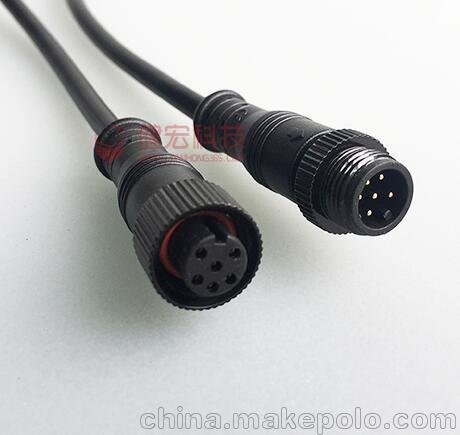 6p防水插頭M12防水公母接插頭條形連接器圖片