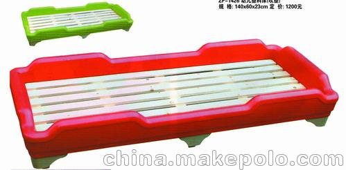 兒童小床 木制兒童床 雙層帶欄桿小床 幼兒園專用床圖片