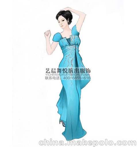 女士獨唱服裝定制表演服舞臺演出服裝廠家圖片
