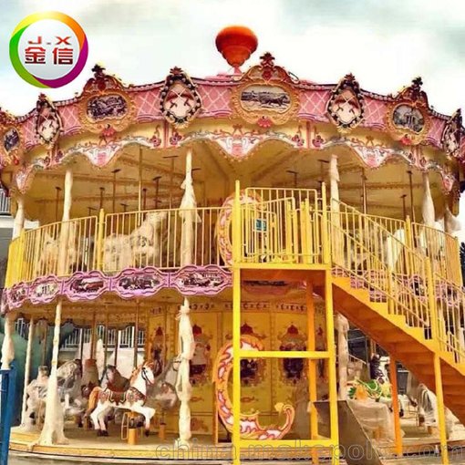 公園大型游樂(lè)設(shè)備 專(zhuān)業(yè)雙層轉(zhuǎn)馬游樂(lè)設(shè)備圖片
