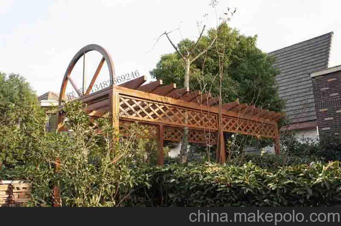 戶外陽臺花架 金屬仿木花架圖片