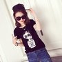 夏季纯棉趣味眼镜钉珠时尚女T批发 工厂直销便宜女装批发网