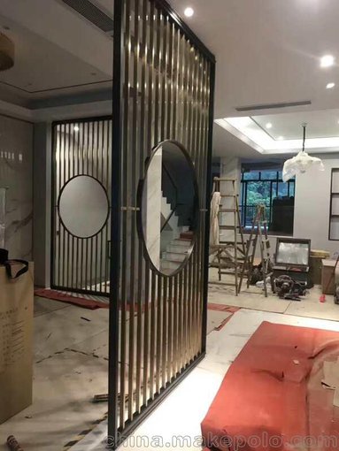定制拉絲玫瑰金不銹鋼屏風廠家直銷定制圖片
