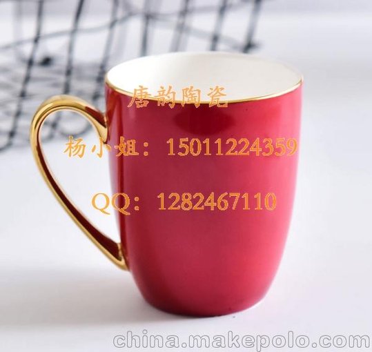 手工描金陶瓷杯定做促銷禮品杯 會議開業(yè)禮品杯定制陶瓷茶杯圖片