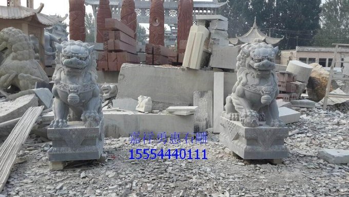 石雕鎮(zhèn)宅石獅子，石麒麟廠家 勇惠石雕廠專業(yè)加工石雕動(dòng)物圖片