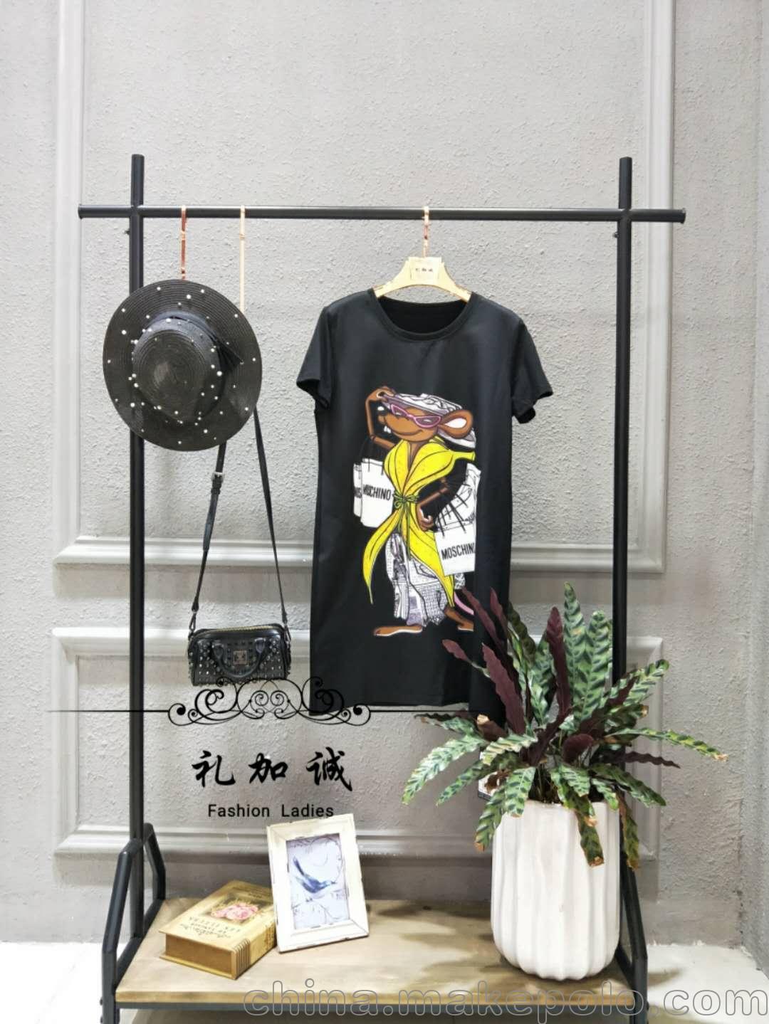 北京品牌女裝折扣莎莎長款T恤貨源地址找廣州明浩