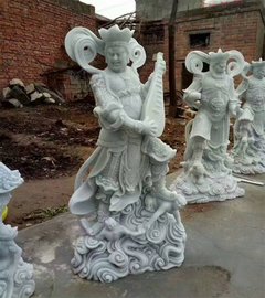 供應(yīng)漢白玉四大天王雕像 廟宇石雕四大天王雕刻廠家