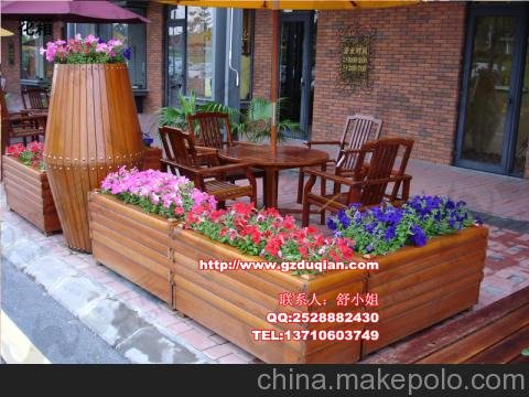 漢中園林實(shí)木花箱、安康防腐木花架，花壇圖片