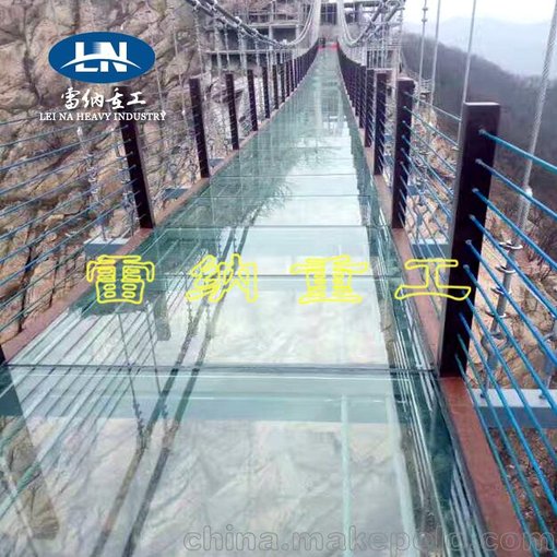 高山峽谷人行觀光大峽谷高空玻璃吊橋施工圖片