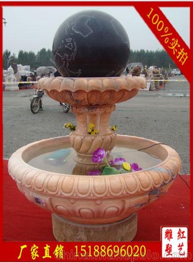 石雕晚霞紅風(fēng)水球噴泉石雕噴泉漢白玉噴泉圖片