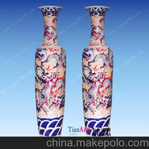 供應(yīng)景德鎮(zhèn)雕刻龍酒店門廳裝飾陶瓷大花瓶圖片