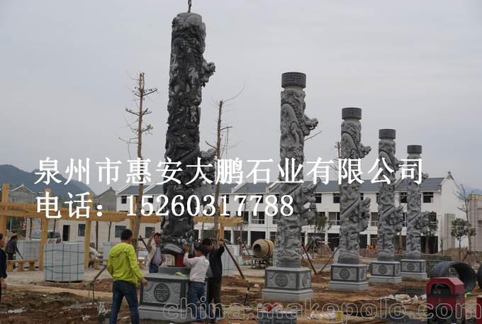 惠安石雕之鄉(xiāng) 供應(yīng)寺廟青石龍柱 花崗巖龍鳳柱 雙龍石柱圖片