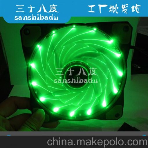 商家直供 炫彩15顆燈 綠光12025機箱風(fēng)扇 多燈頭散熱風(fēng)扇圖片