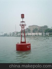 內河助航航標，左綠右紅鋼制燈浮標