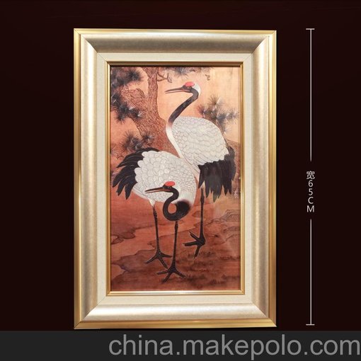 金之幻純手工制作 彩雕金雕銀畫(huà) 高端大氣裝飾禮品畫(huà) 松鶴長(cháng)春圖片