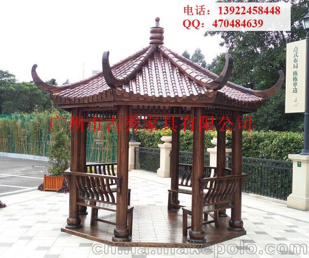 供應(yīng)新農(nóng)村建設(shè)實木景觀涼亭，碳化木休閑亭子圖片