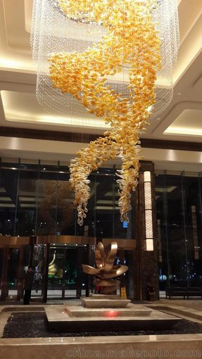 定制大型手工玻璃燈  酒店工程玻璃藝術吊燈 吹制藝術玻璃燈圖片