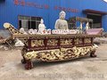 寺庙彩绘贴金佛像 香樟木雕刻供桌佛龛对联牌匾订做
