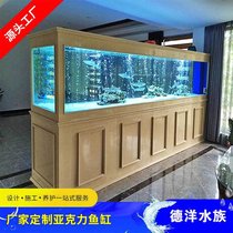 湖北供应厂家大型鱼缸定制超白玻璃鱼缸 定做酒店观赏鱼缸底滤