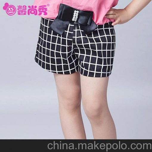 馨尚秀 品牌童裝蝴蝶結(jié)格子兒童短褲 夏季新款女童韓版童褲批發(fā)圖片