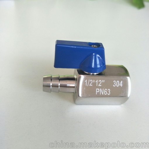 坤泰新品 不銹鋼寶塔迷你球閥 內(nèi)螺紋皮接球閥，手柄反向圖片