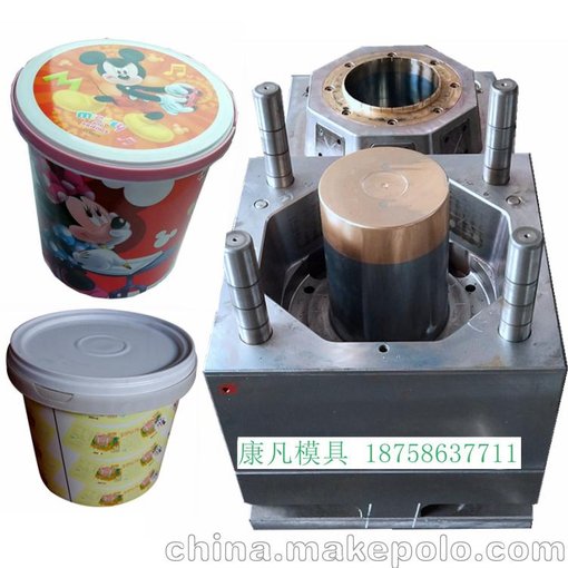 塑料桶模具廠家  油漆桶磨具 膜內(nèi)貼涂料桶模具 包裝桶模具圖片