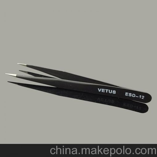 出售VETUS不繡鋼鑷子高彈力高精密ESD-13防靜電鑷子平頭電子工具圖片