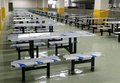 学校餐厅桌椅食堂餐桌椅连体、玻璃钢连体餐桌发泰家具厂
