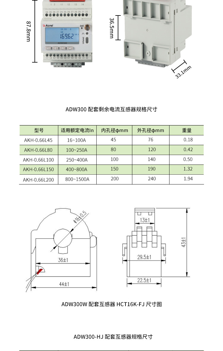 安科瑞ADW300系列通信基站物联网电力仪表